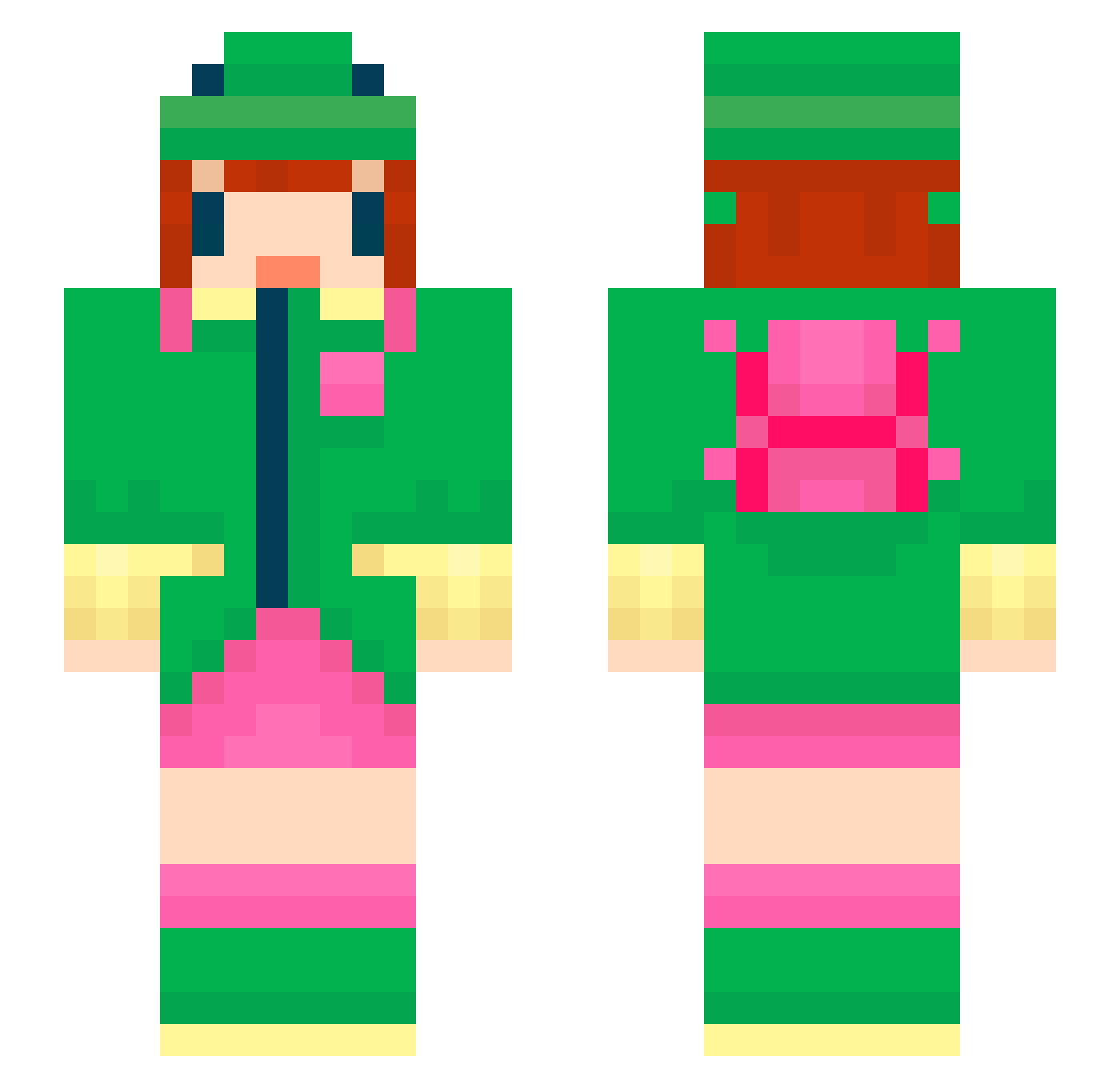 KrispyNuggies Minecraft skin, front and back view
