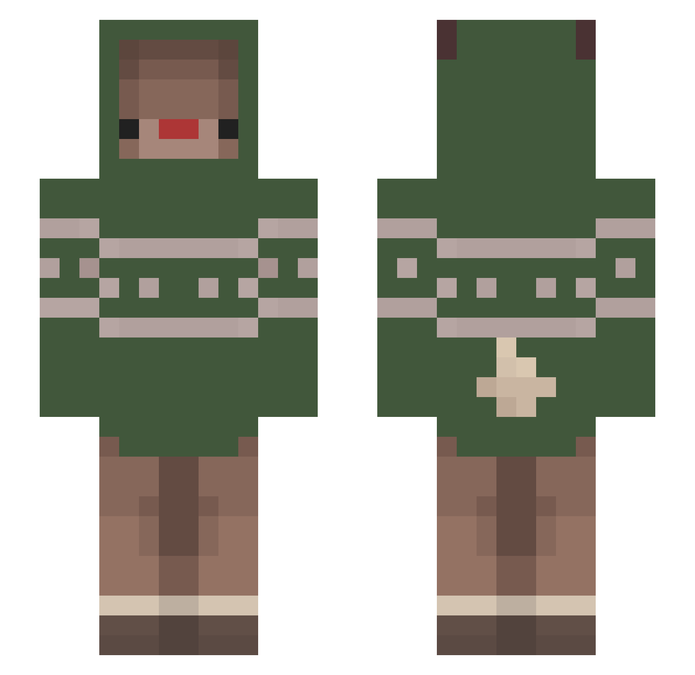 Zarzona Minecraft skin, front and back view