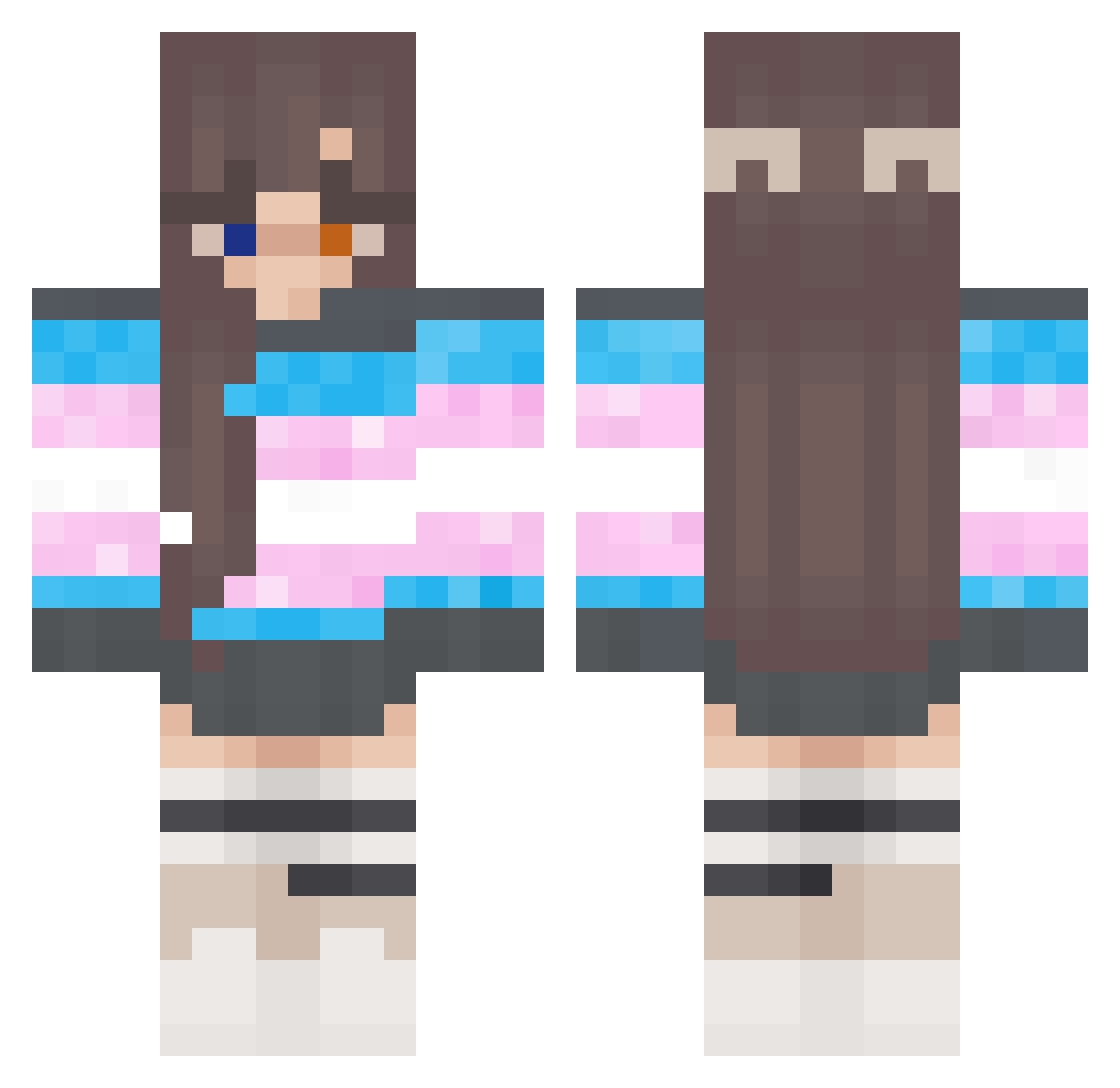 Cod3broken Minecraft skin, front and back view