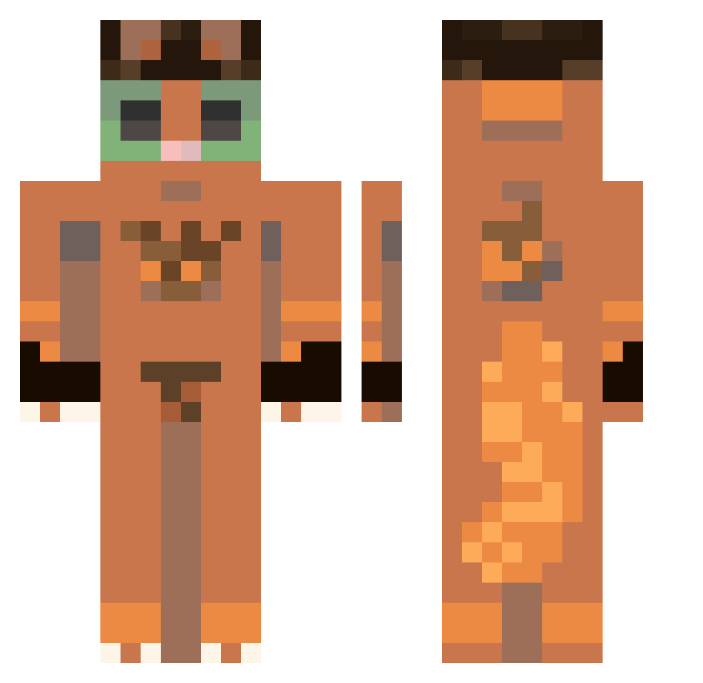 PickleCommander Minecraft skin, front and back view
