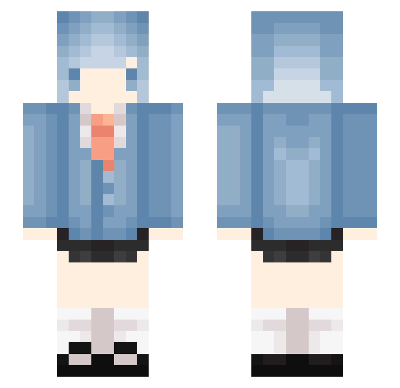 Manchqn Minecraft skin, front and back view