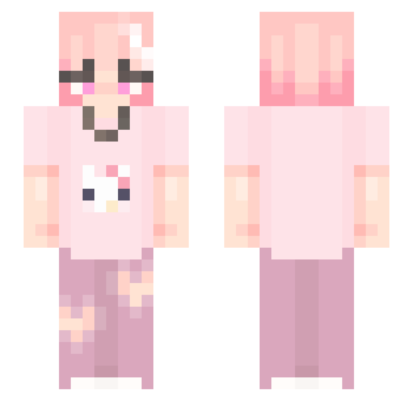 Nene954 Minecraft skin, front and back view