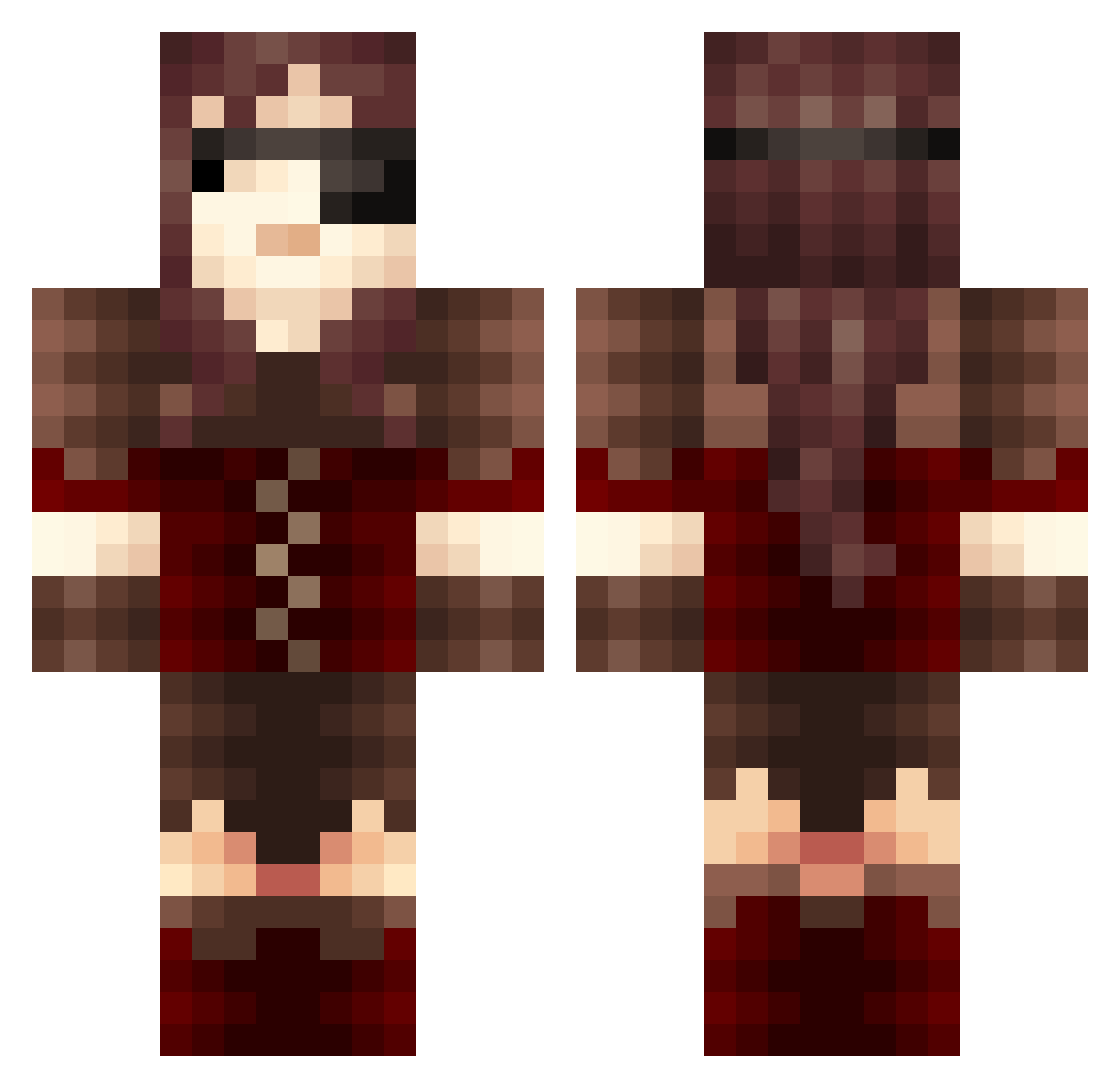 Evey Minecraft skin, front and back view