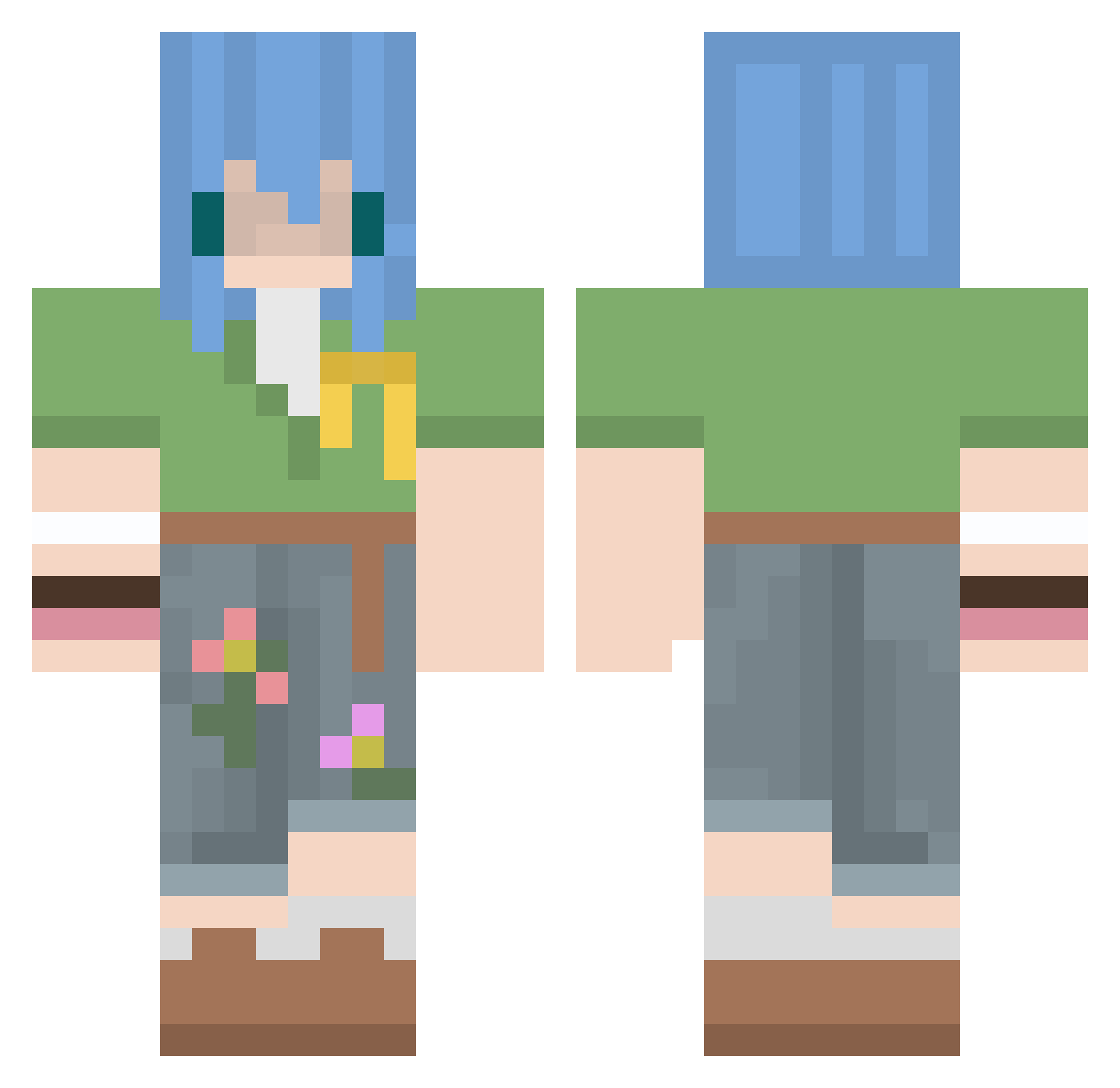 PupMF Minecraft skin, front and back view