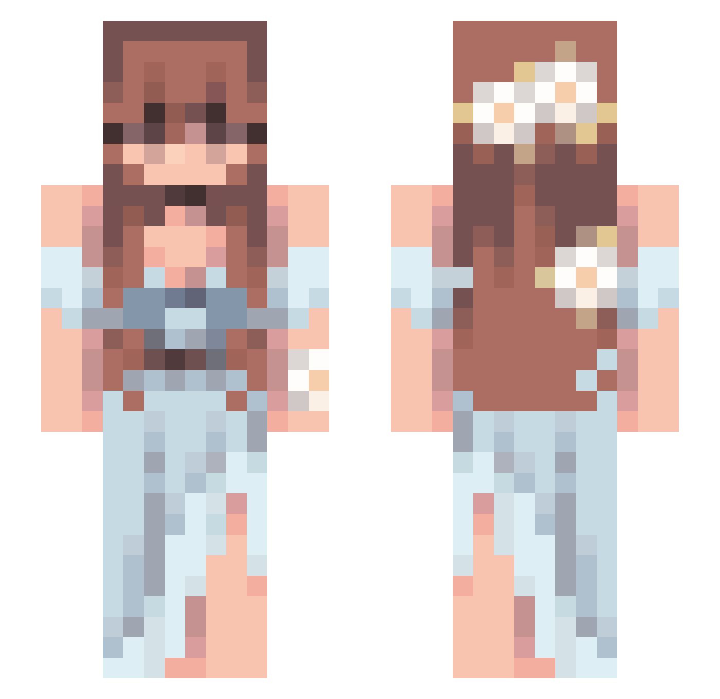 SluxzDC Minecraft skin, front and back view