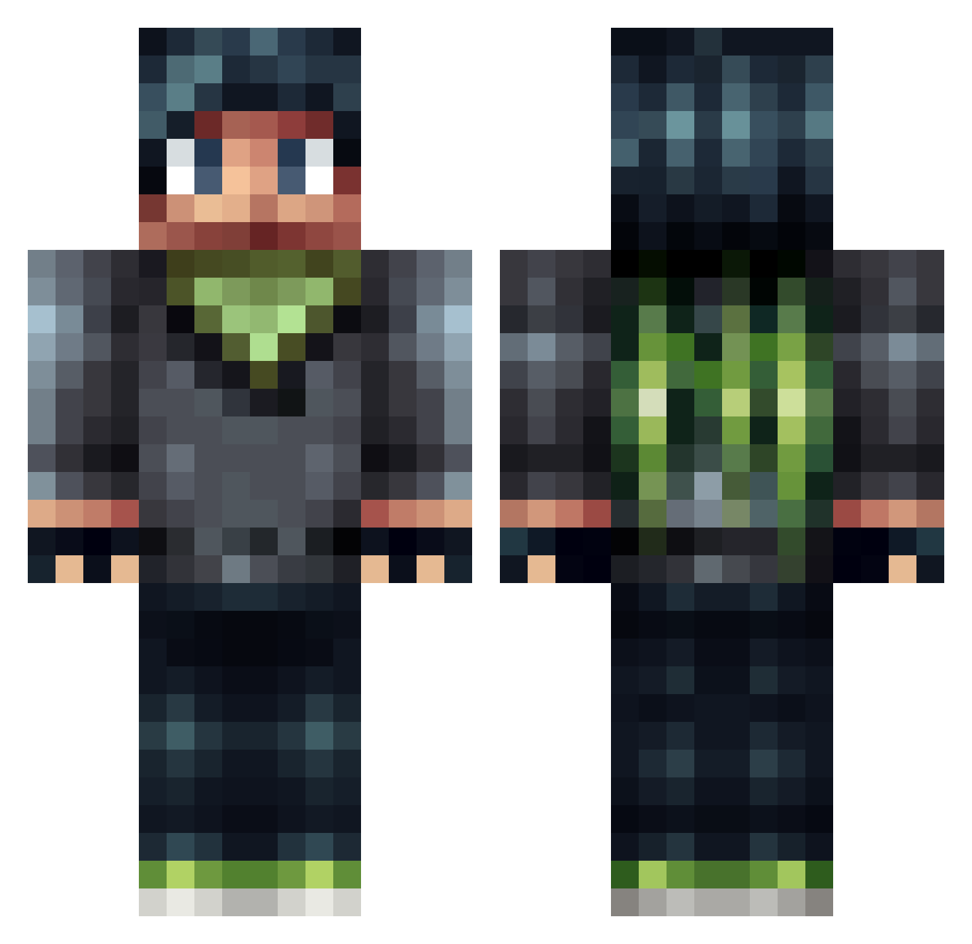 Krexile Minecraft skin, front and back view