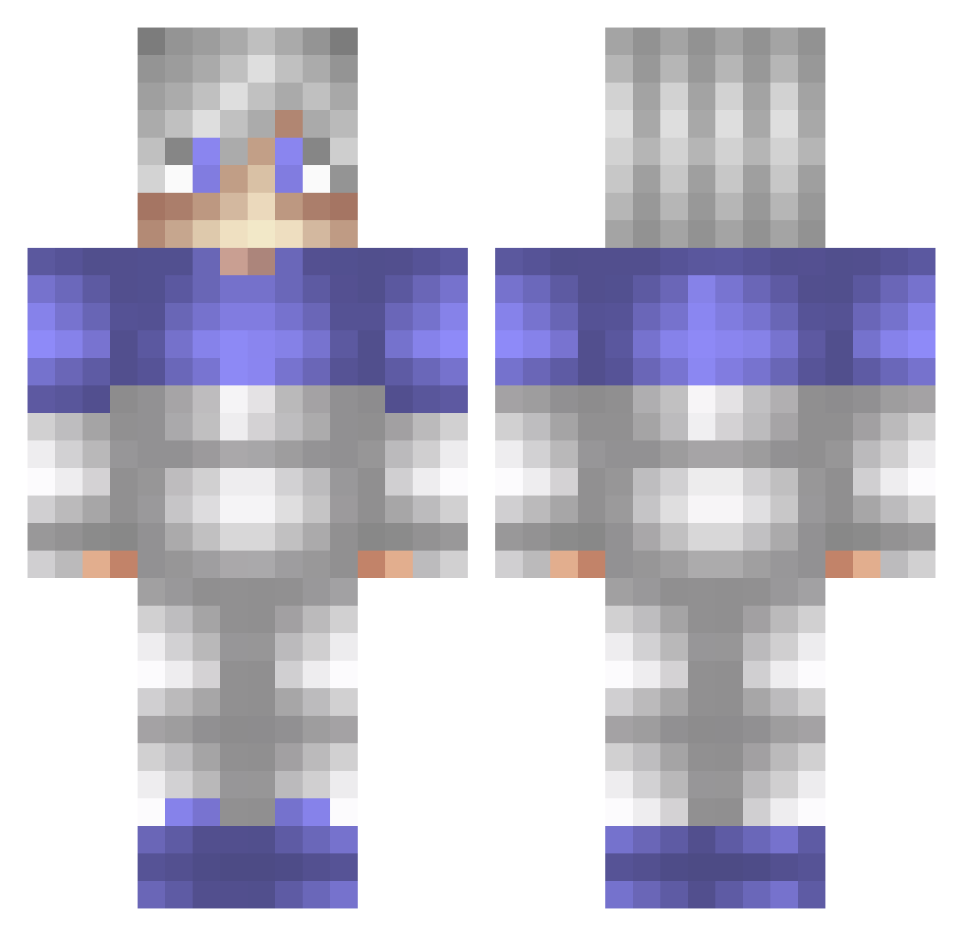 wherein Minecraft skin, front and back view
