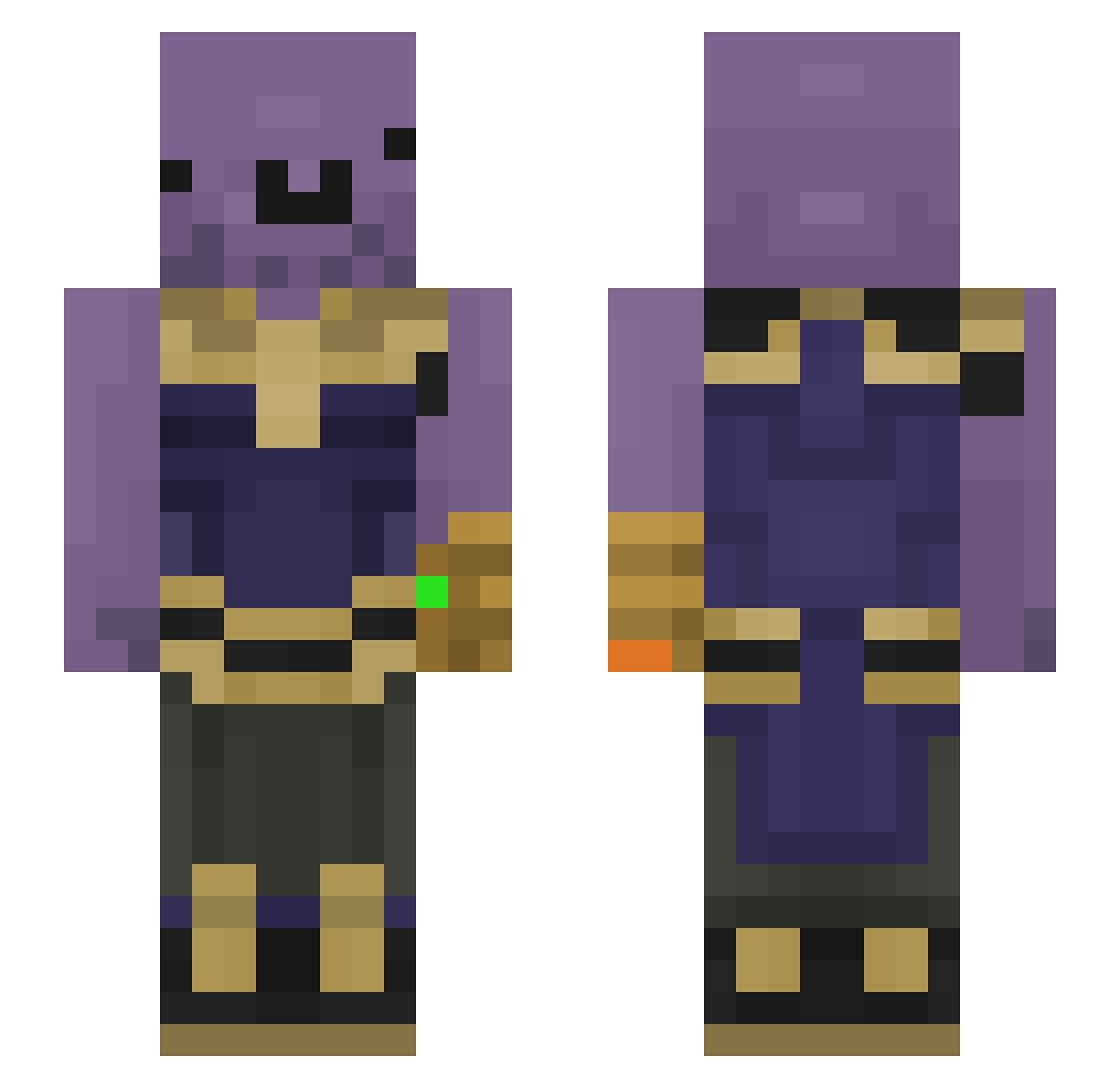 StarkBreak Minecraft skin, front and back view