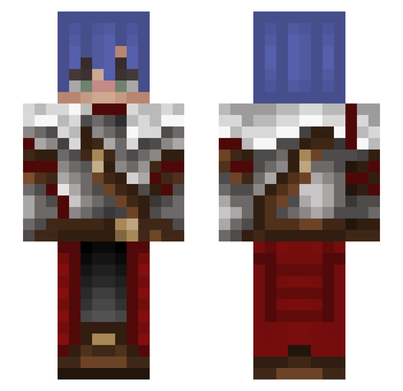 Pe7po Minecraft skin, front and back view