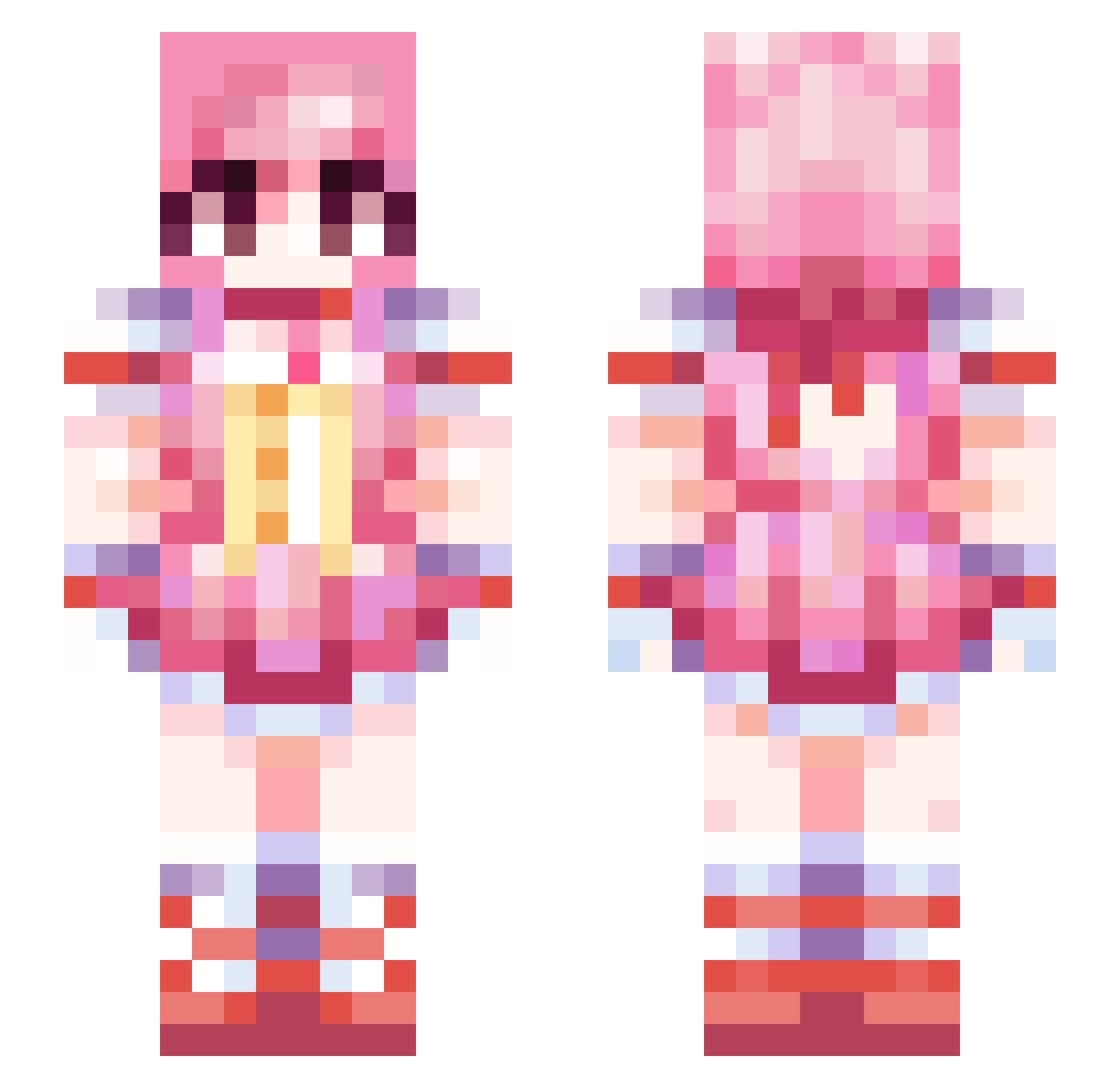 LazyYellowLad Minecraft skin, front and back view