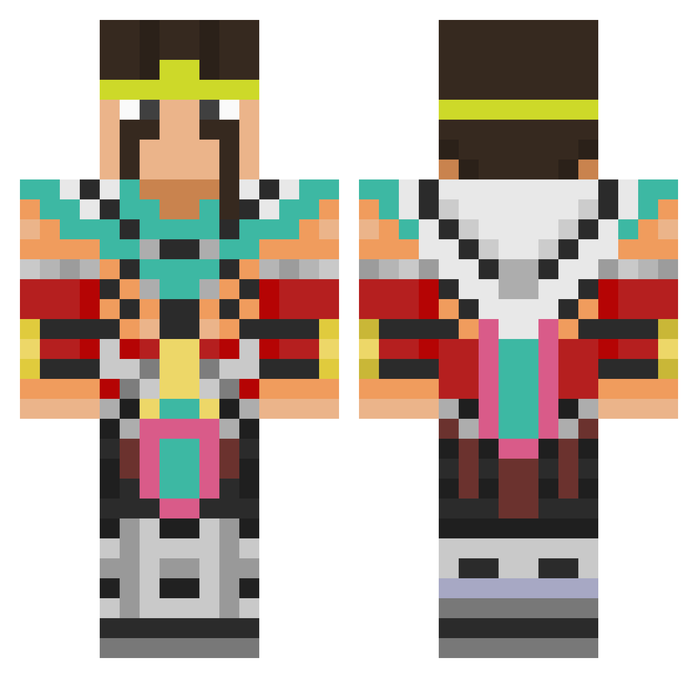 Modern_Caver Minecraft skin, front and back view
