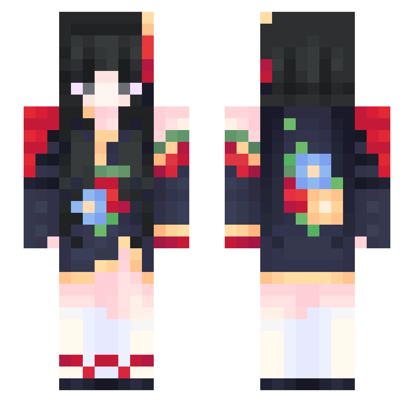 Yuuki7911 Minecraft skin, front and back view