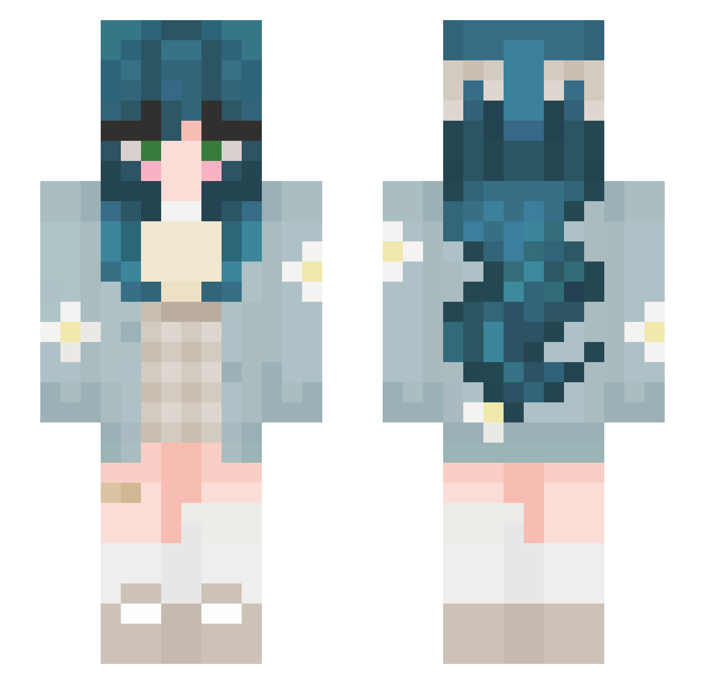 WolfRose2002 Minecraft skin, front and back view