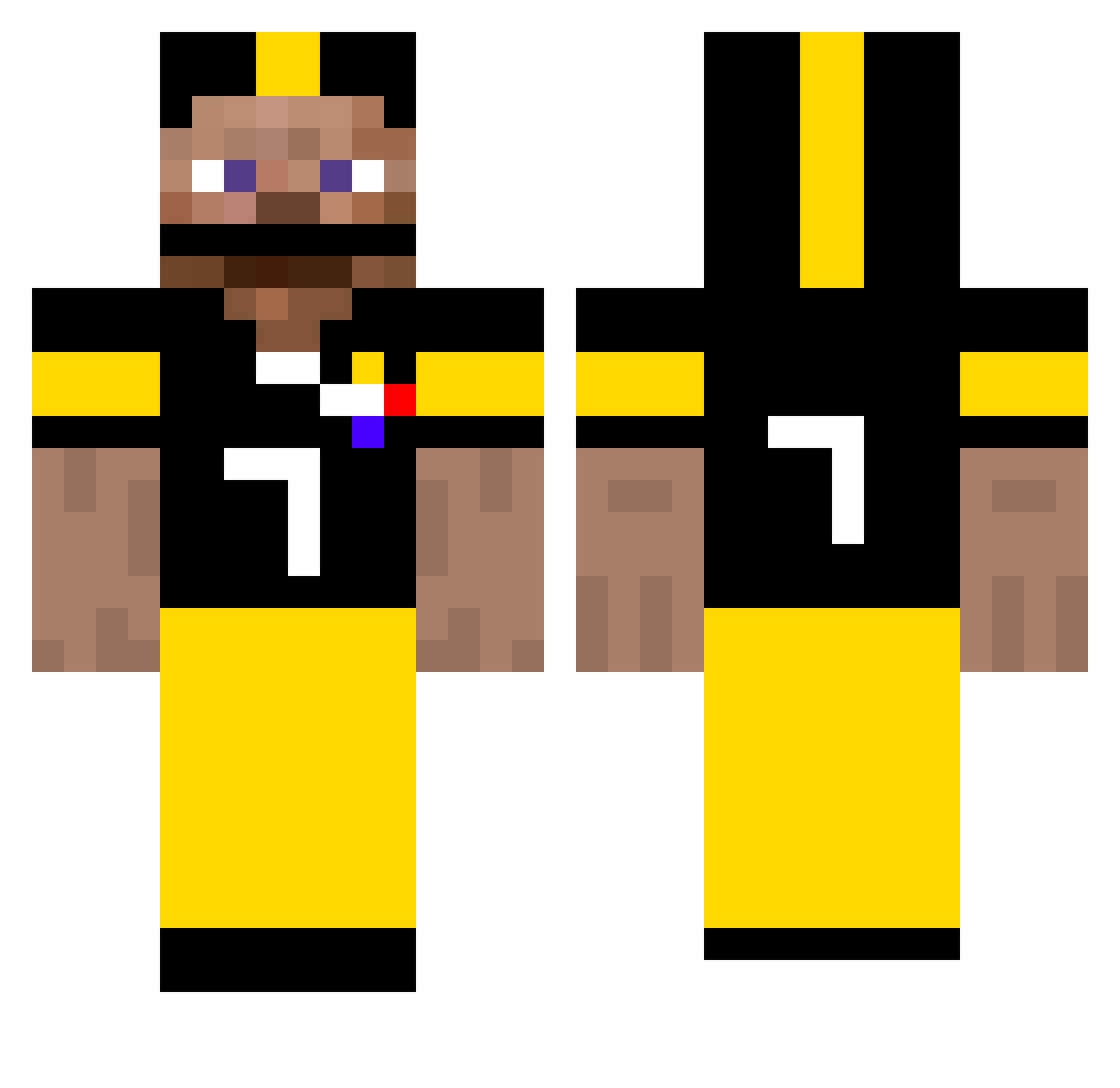 Adance Minecraft skin, front and back view