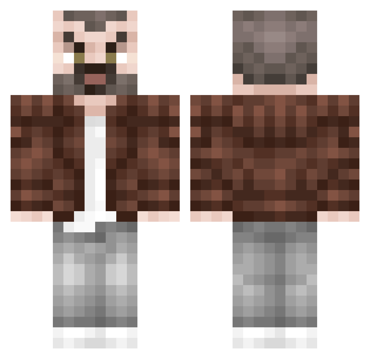 MisterBarth Minecraft skin, front and back view