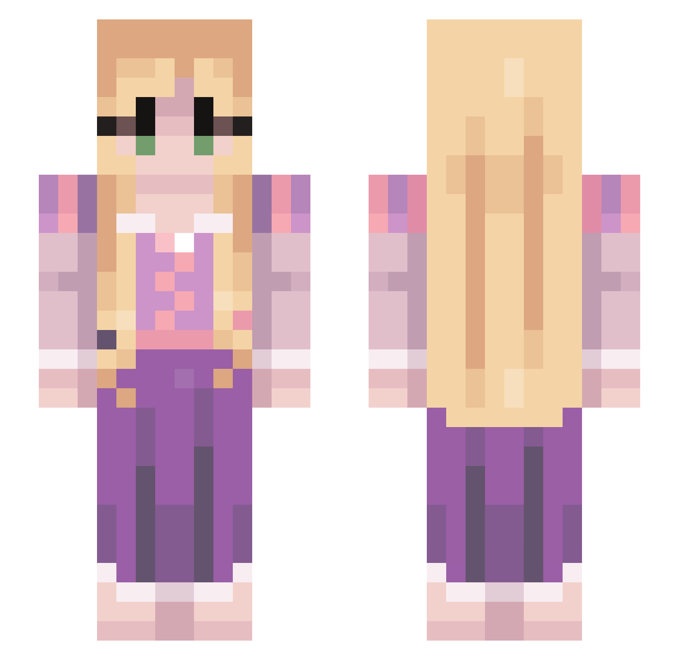qut3 Minecraft skin, front and back view