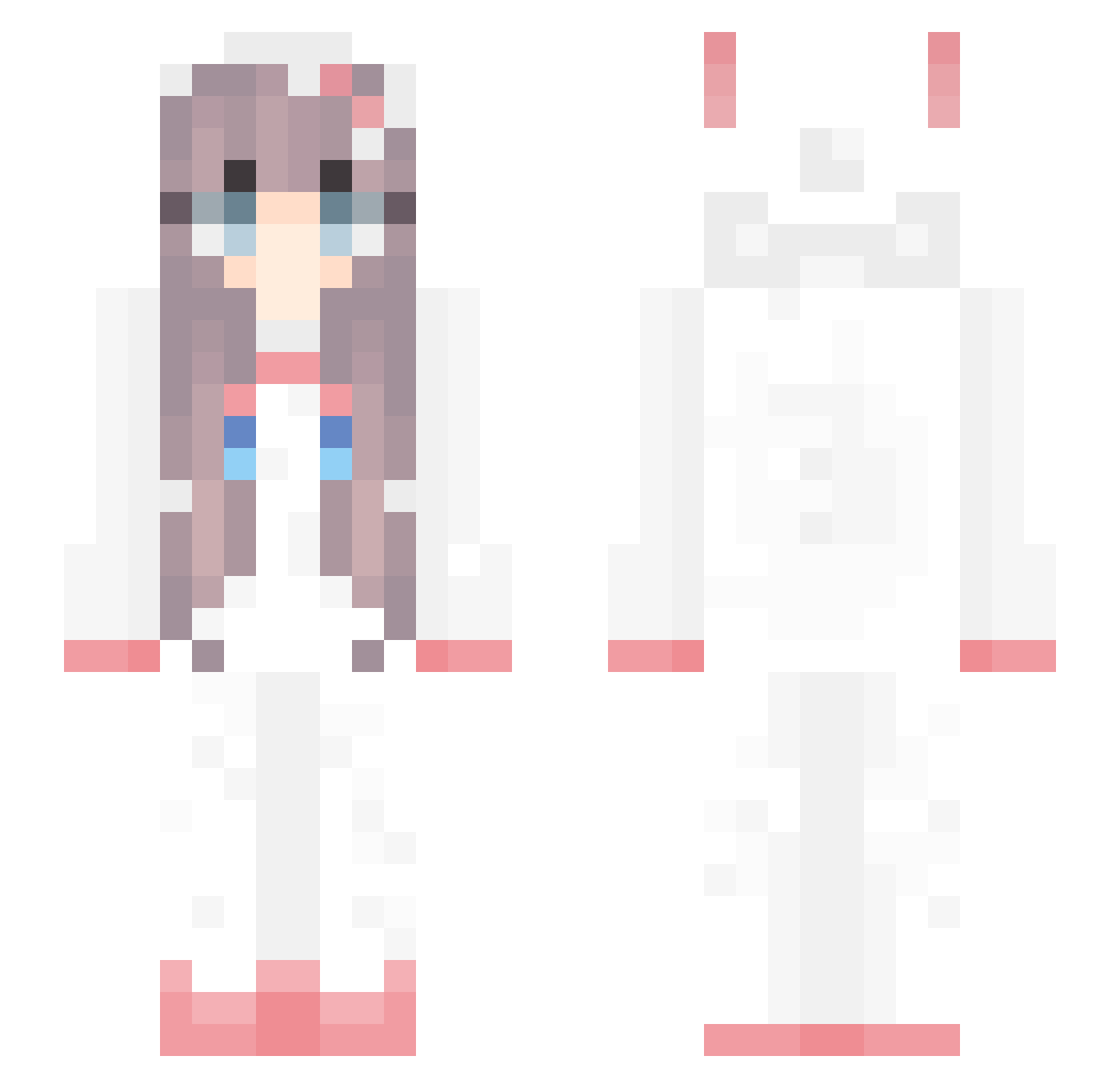 Evie Minecraft skin, front and back view