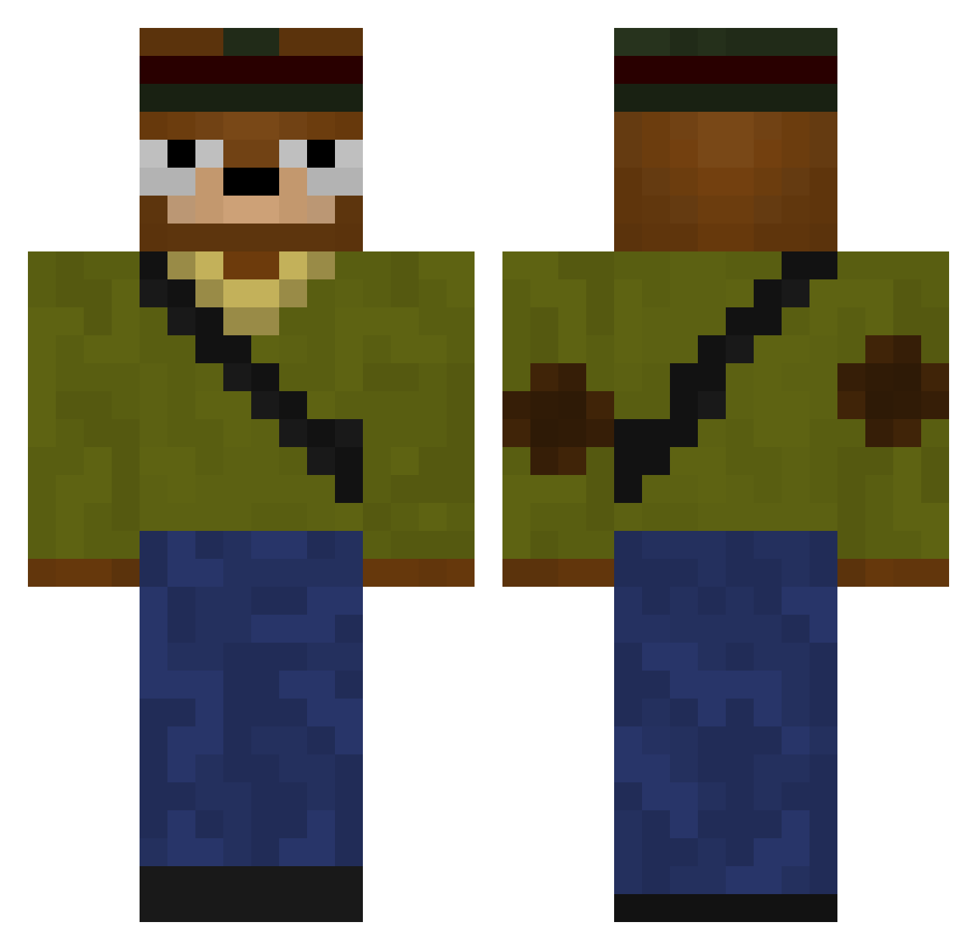 Wheezyss Minecraft skin, front and back view