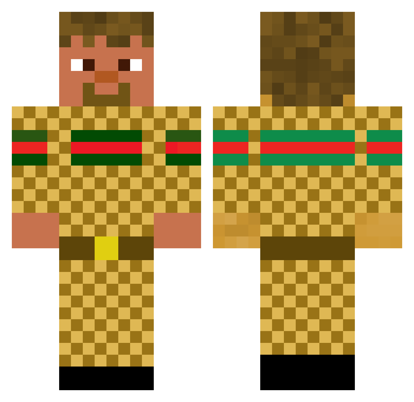 Teeez Minecraft skin, front and back view