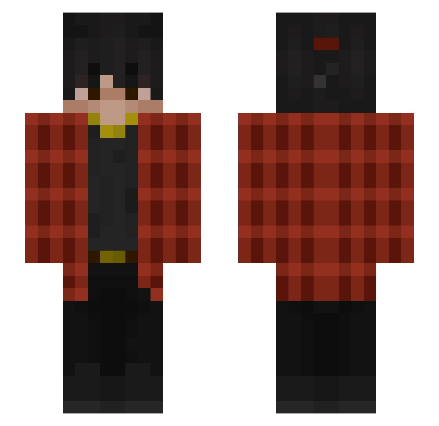 TheBunMann Minecraft skin, front and back view