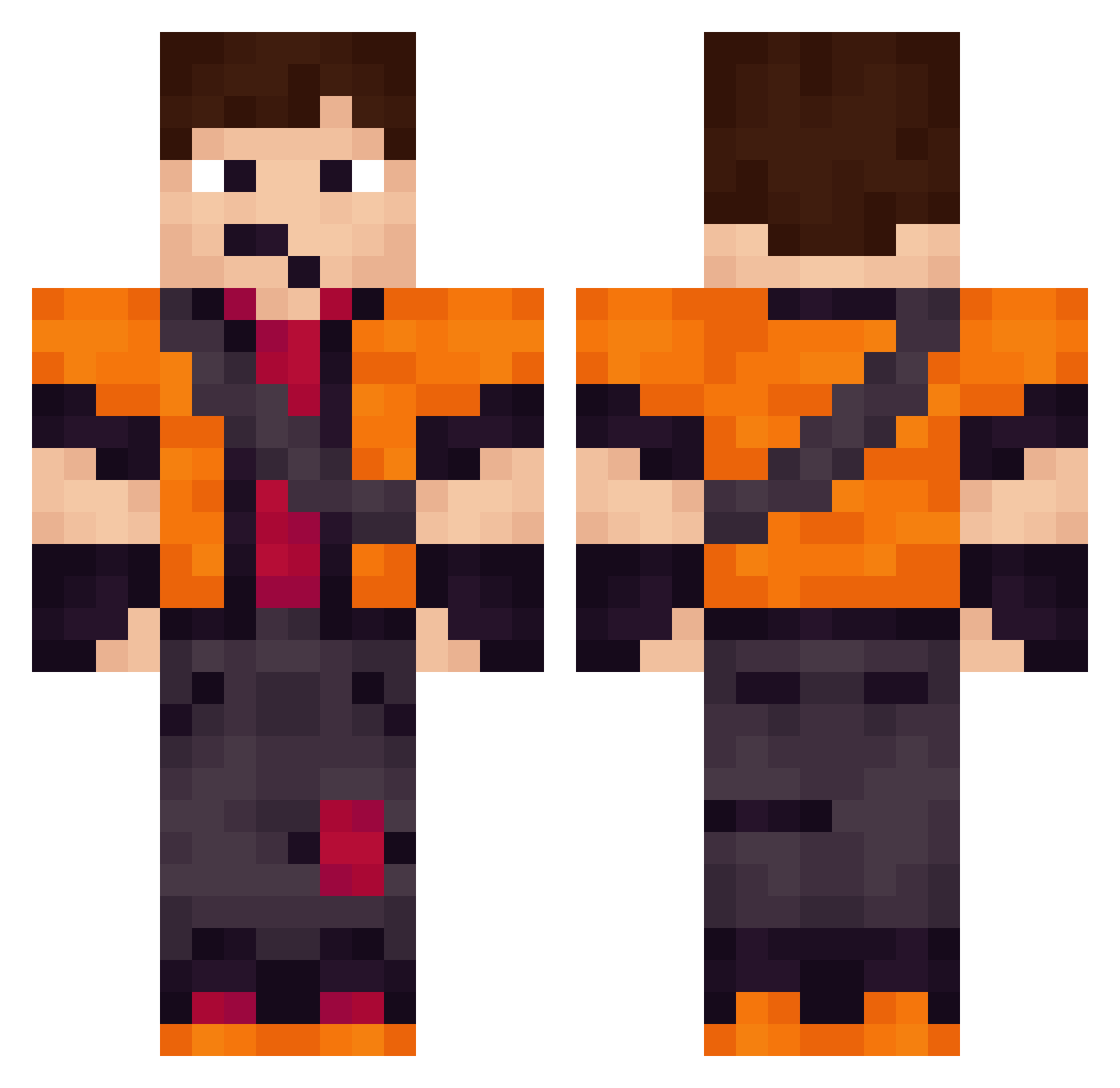 SuperPooby321 Minecraft skin, front and back view