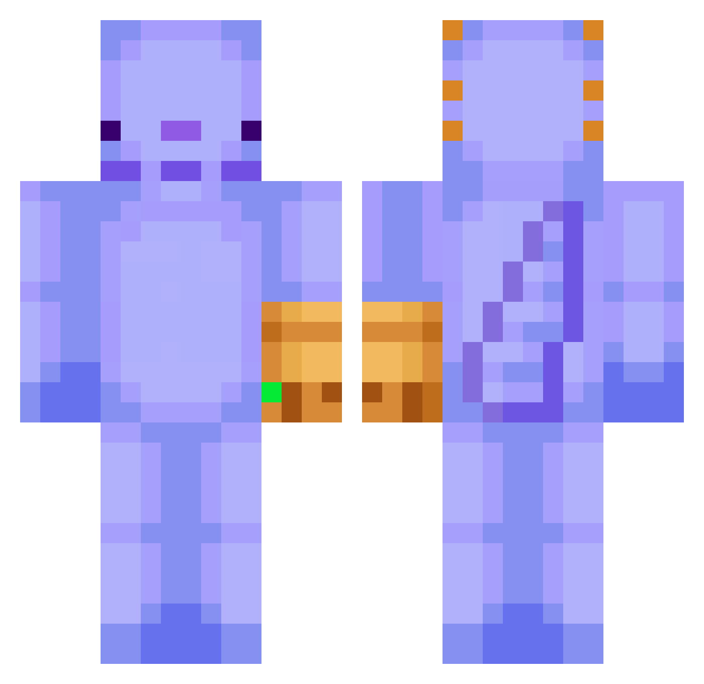 CriticalCombos Minecraft skin, front and back view