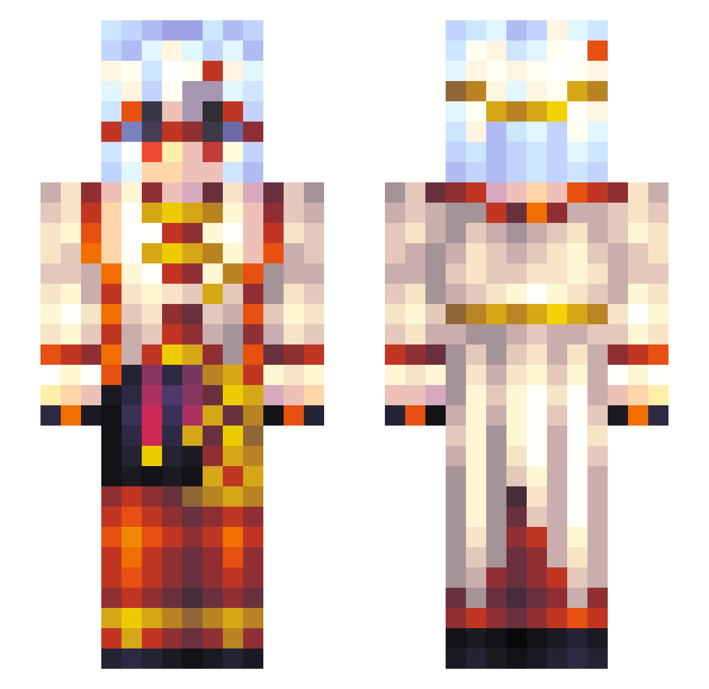 Caribooboo Minecraft skin, front and back view