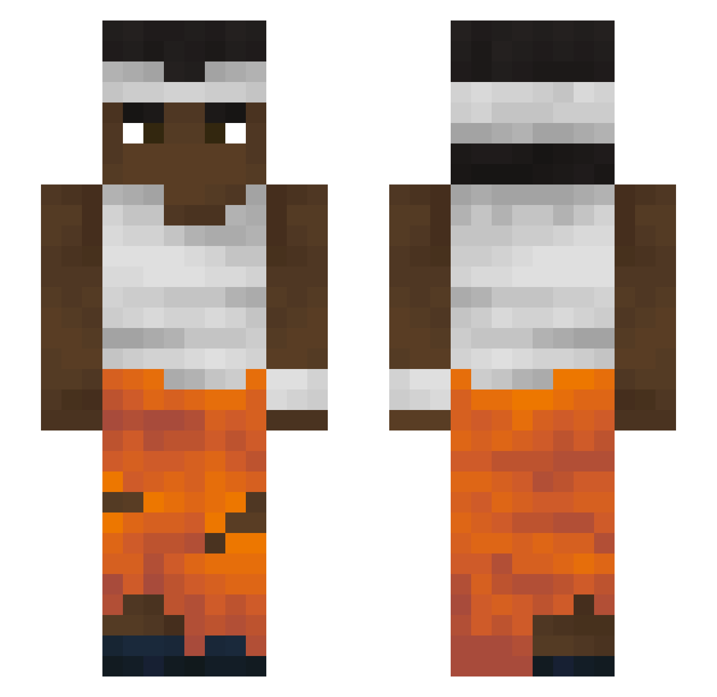 Pubys Minecraft skin, front and back view