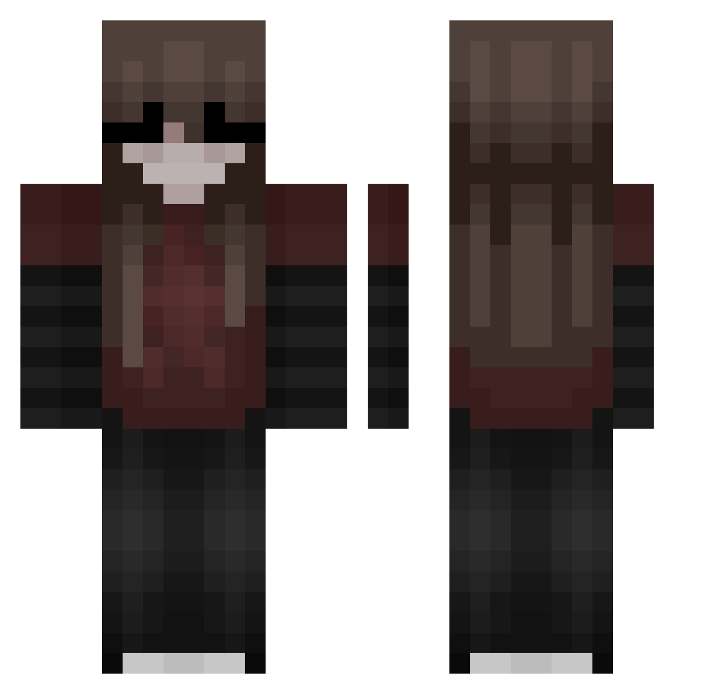 yssAigh Minecraft skin, front and back view