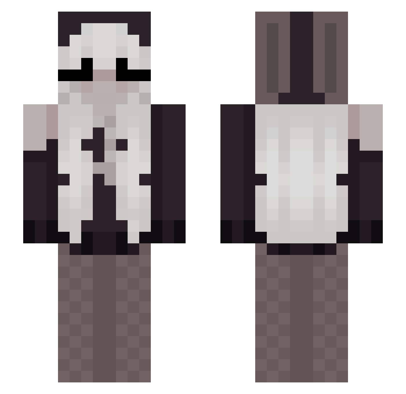 plutoxsun Minecraft skin, front and back view