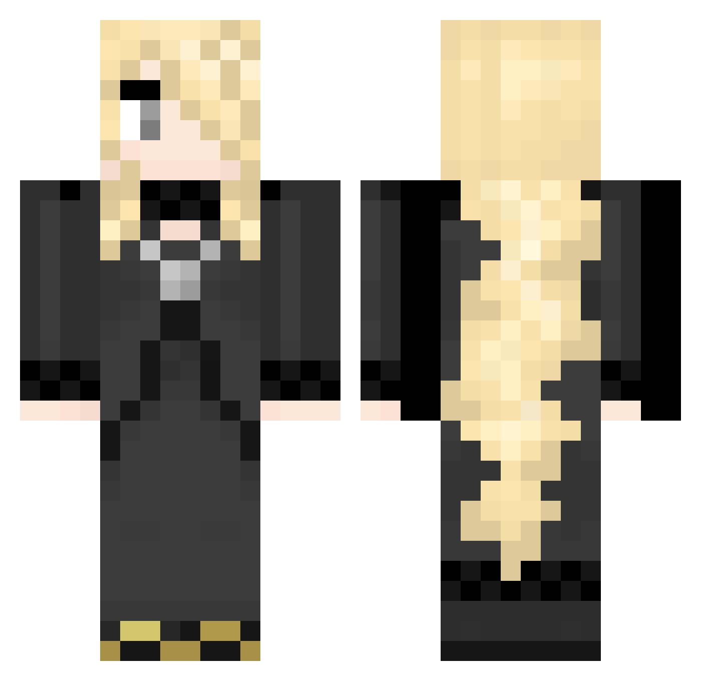 DrPoggers Minecraft skin, front and back view