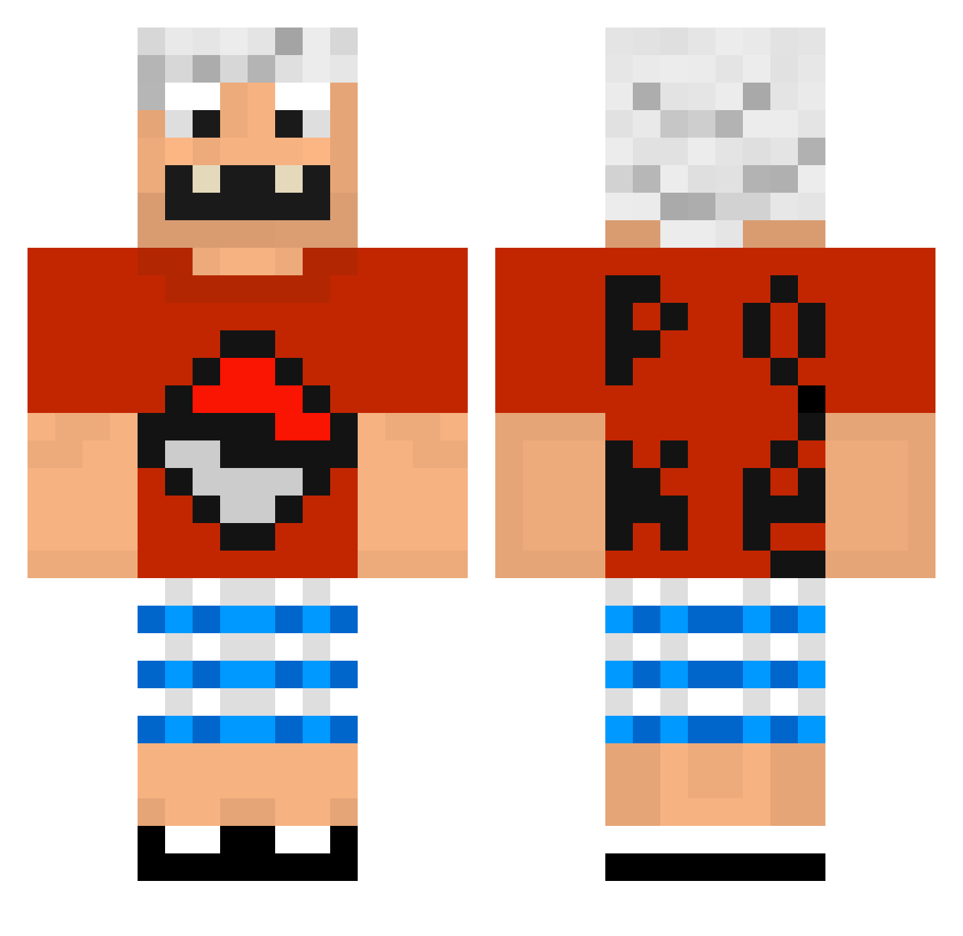 woodworker Minecraft skin, front and back view