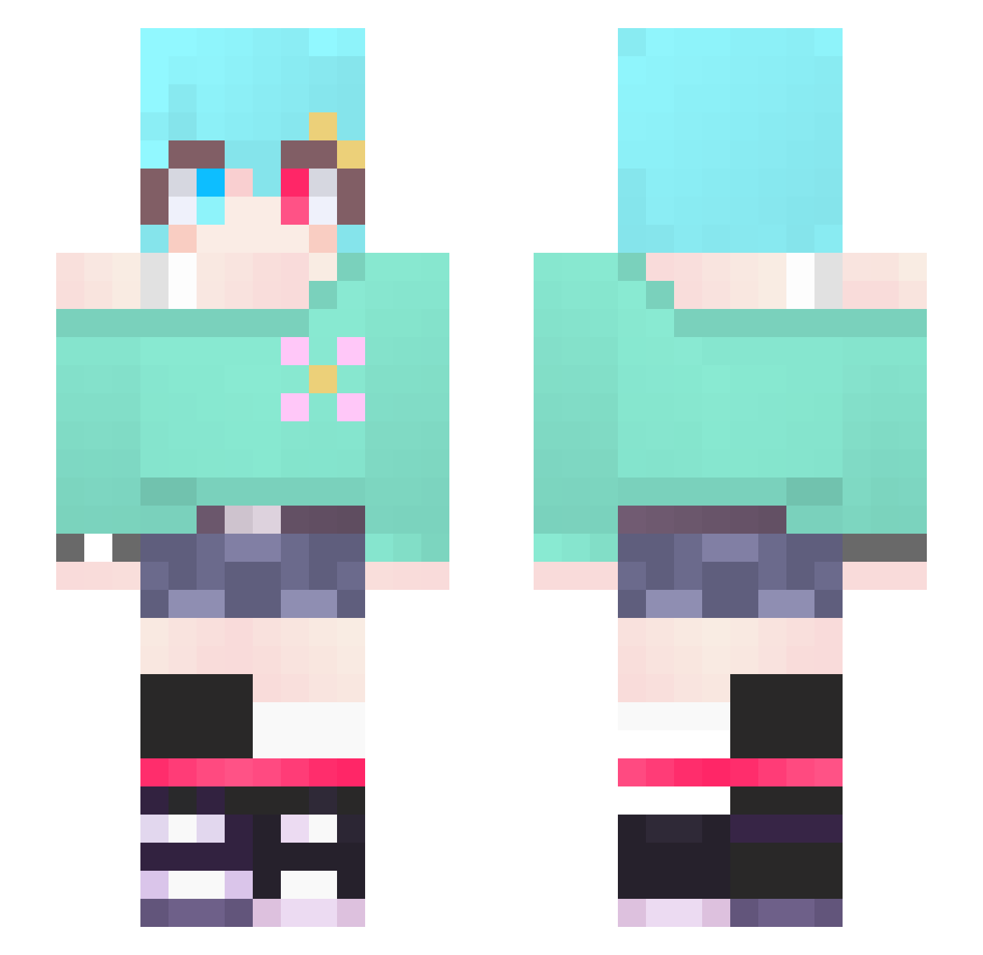 Arluna08 Minecraft skin, front and back view