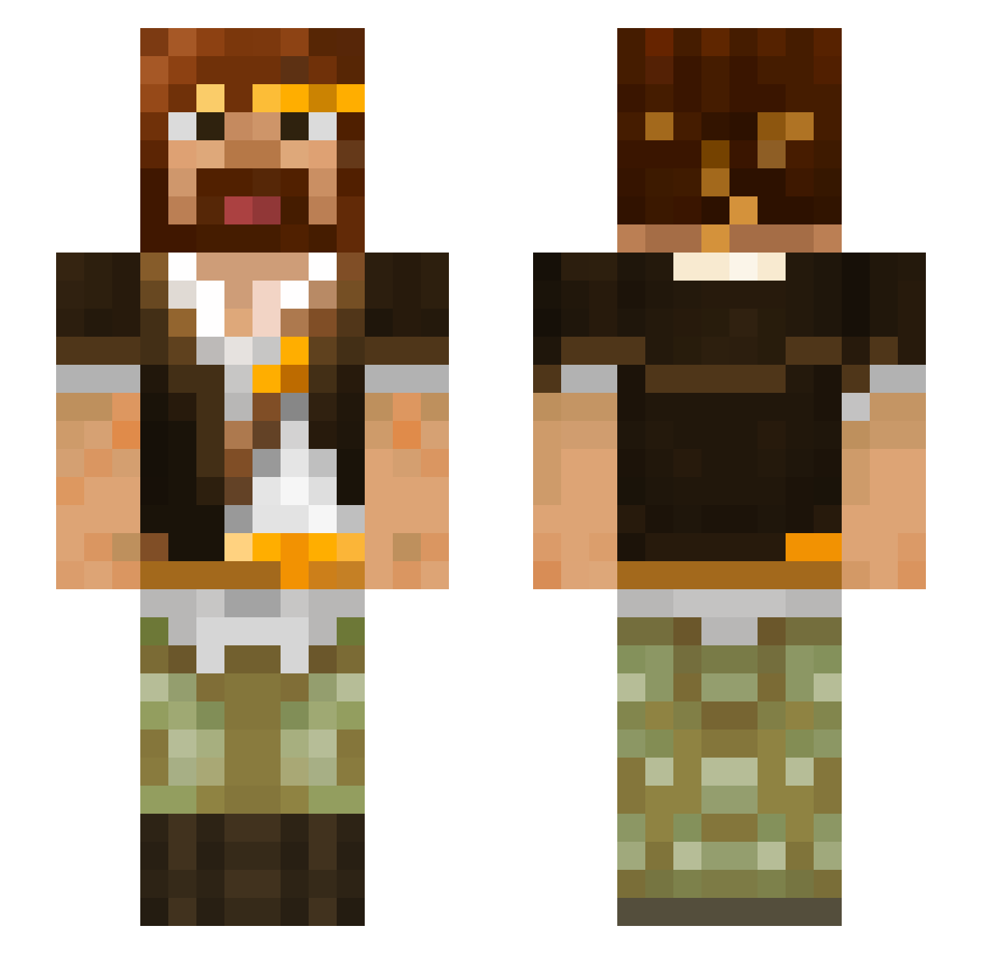 SadPud_RocChina Minecraft skin, front and back view