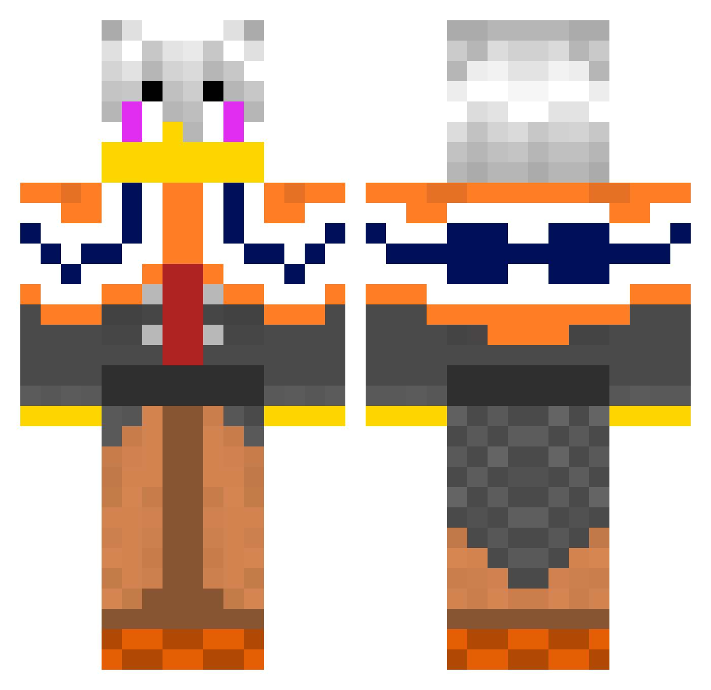 TraficHat Minecraft skin, front and back view