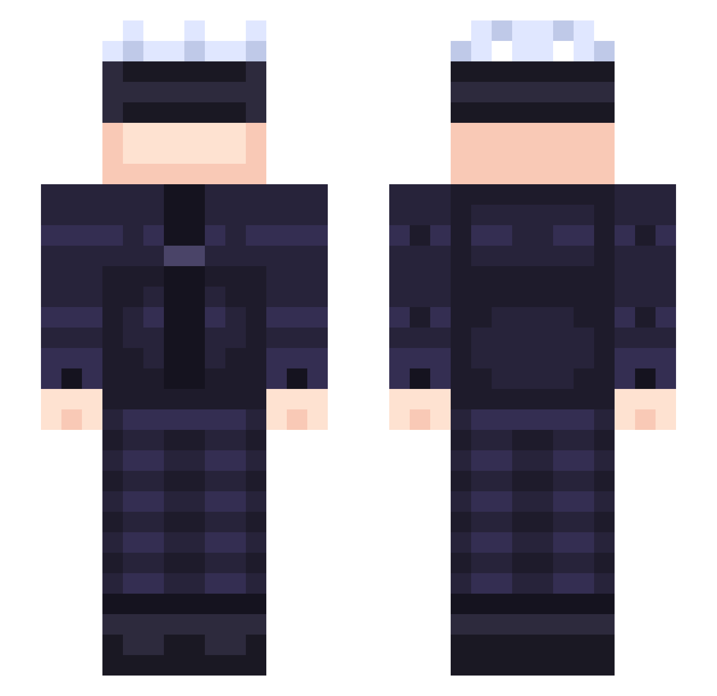 MoistyRex Minecraft skin, front and back view
