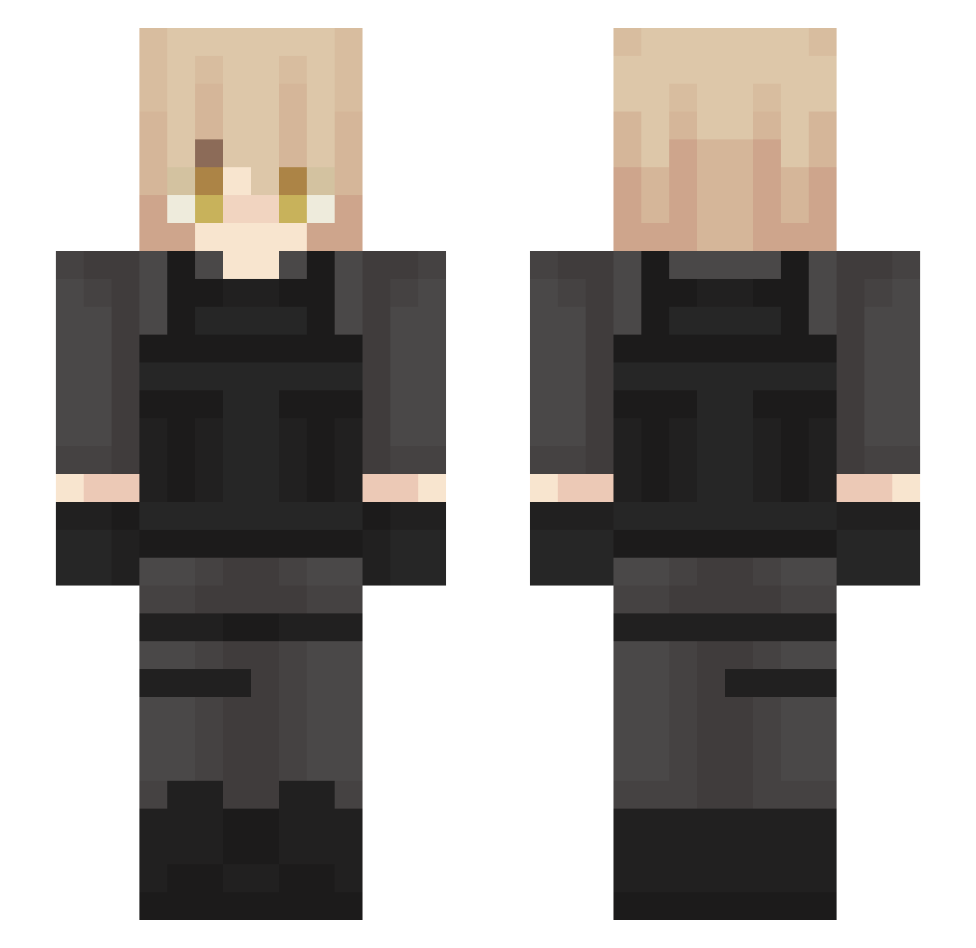 Vxoid Minecraft skin, front and back view