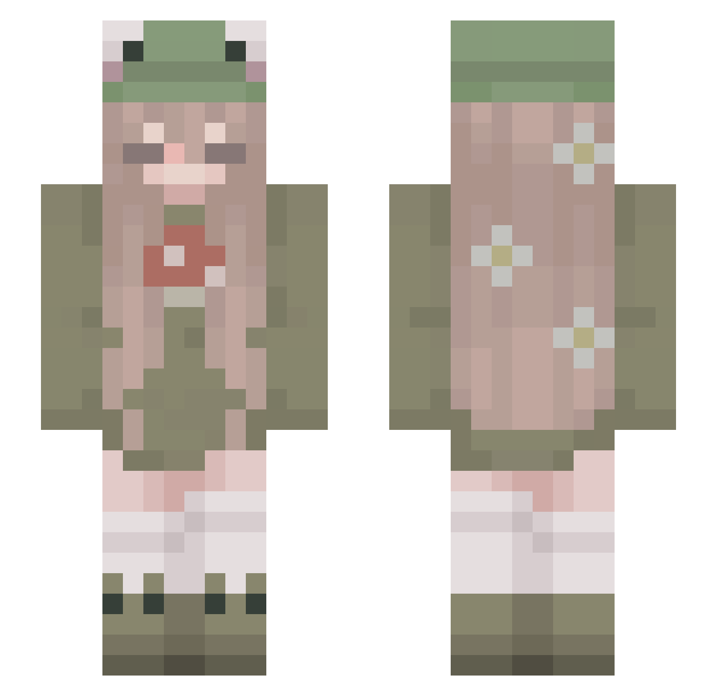 DinaSkypack Minecraft skin, front and back view