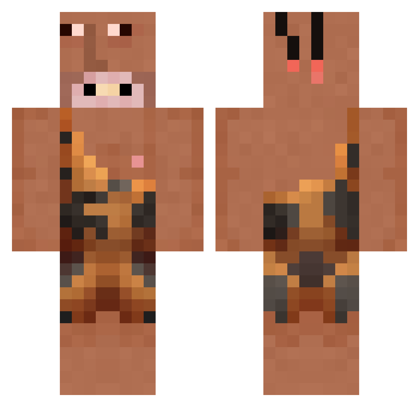 Fuzziness Minecraft skin, front and back view