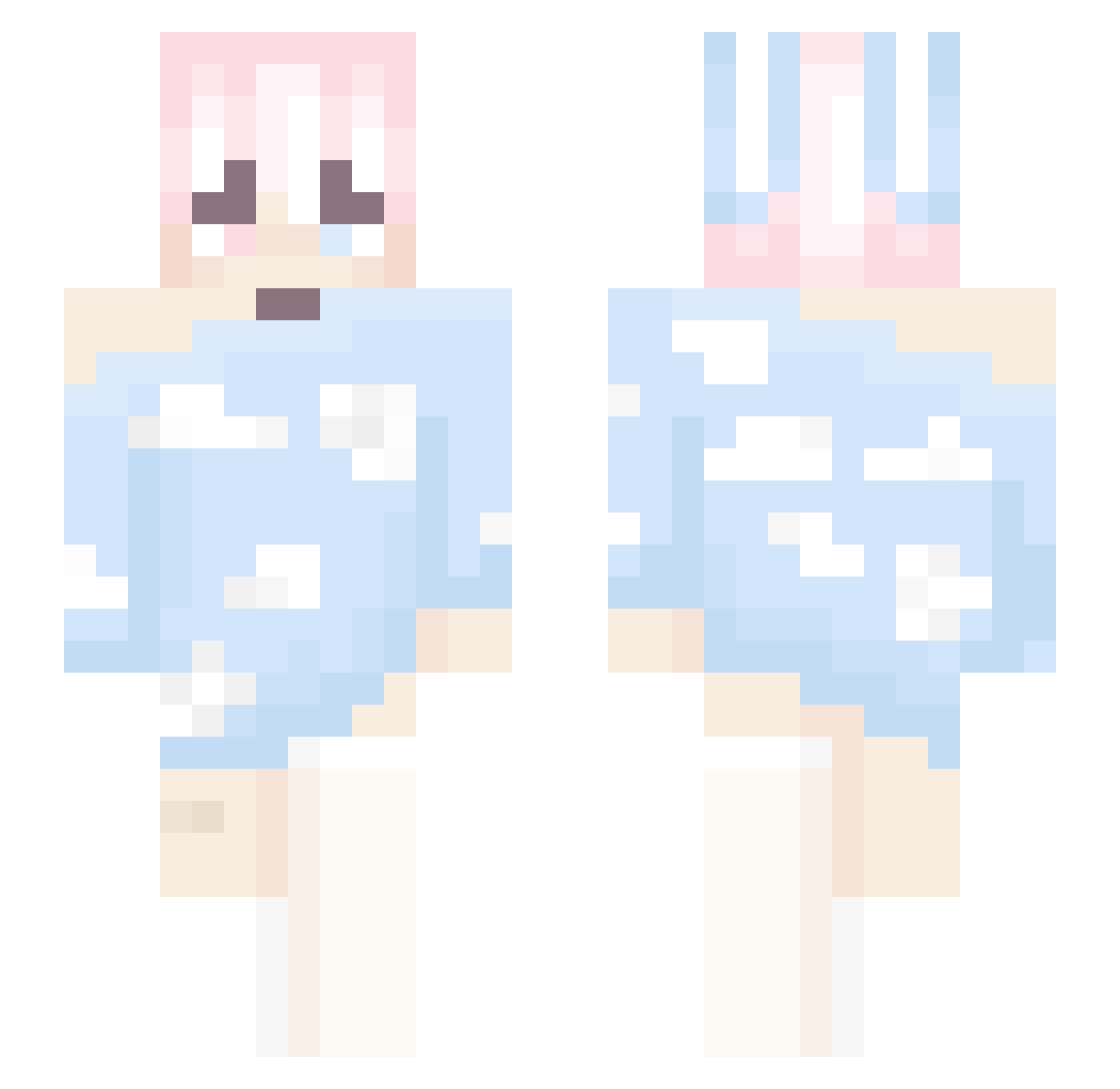 AykiBoo Minecraft skin, front and back view
