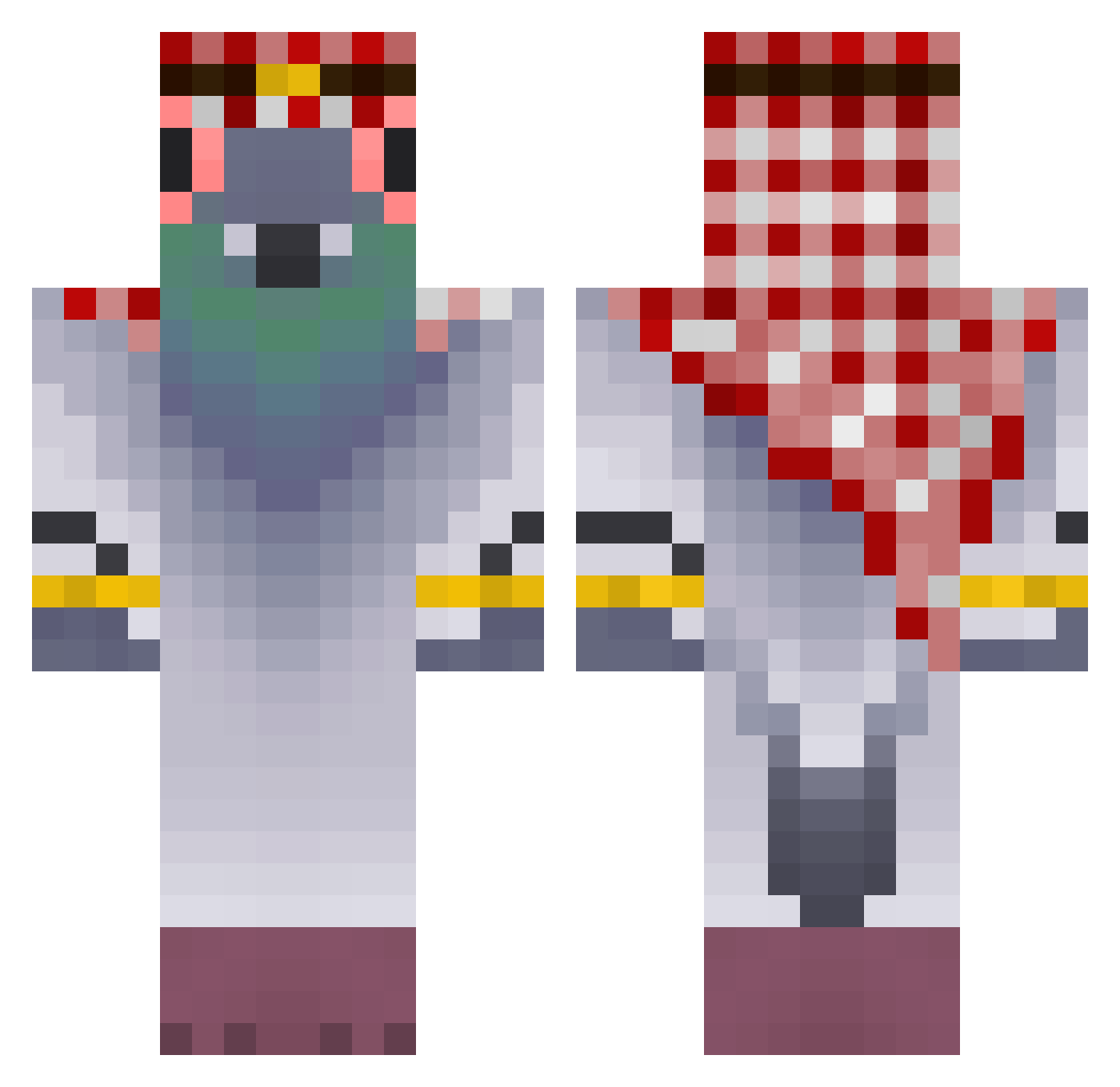 a_devi1s Minecraft skin, front and back view