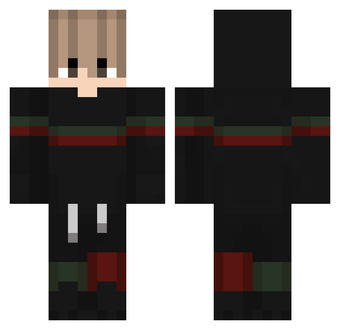 sixart Minecraft skin, front and back view