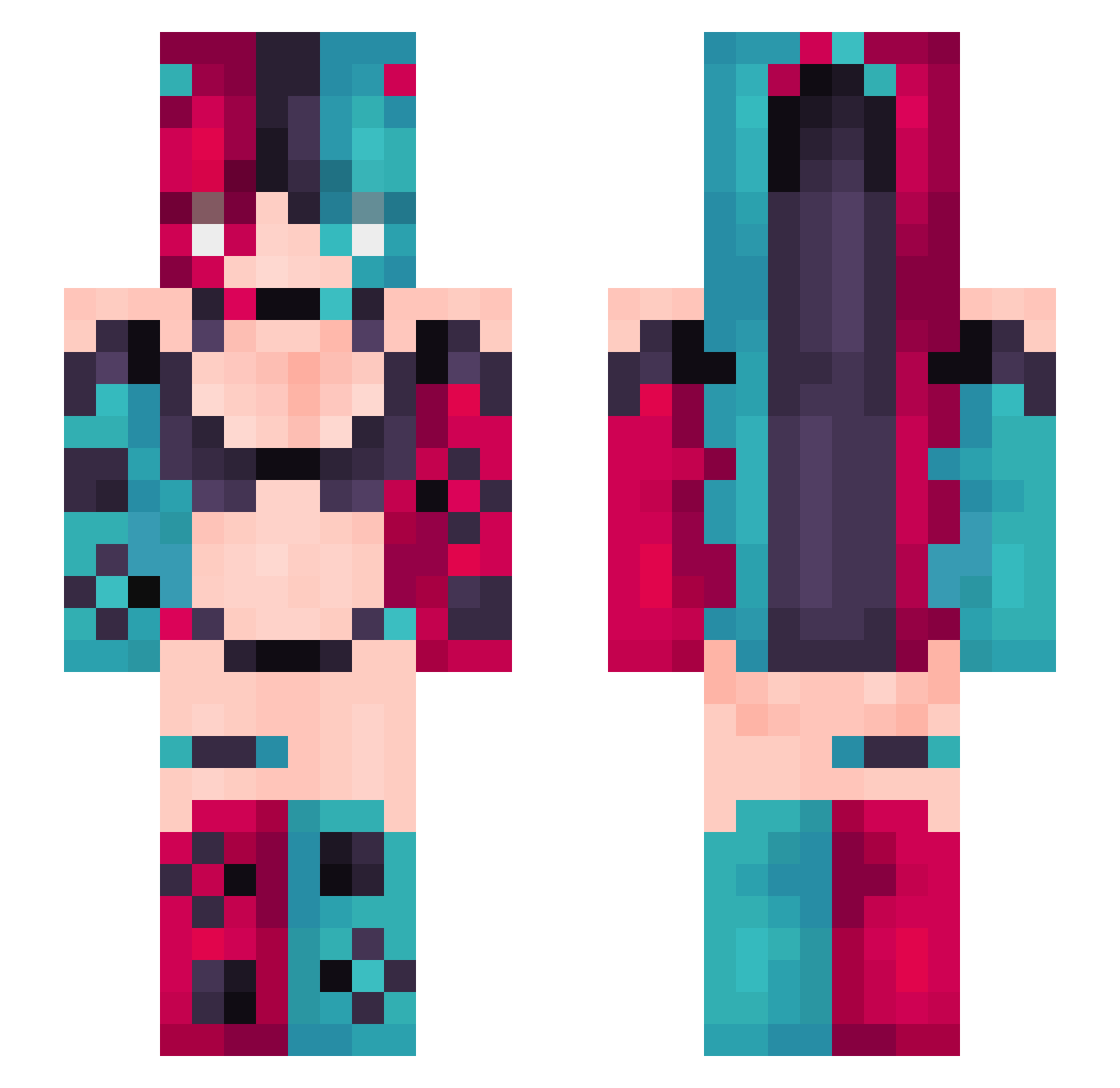 Aombc Minecraft skin, front and back view
