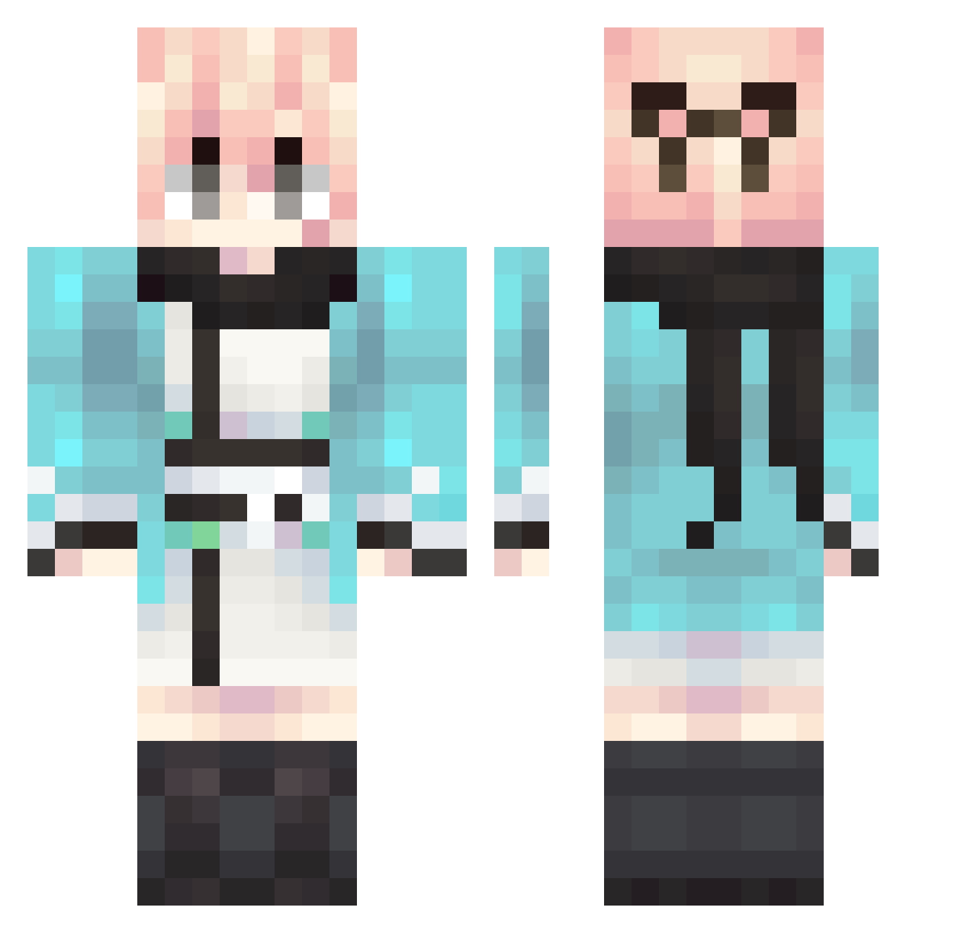 Puffermulberry Minecraft skin, front and back view