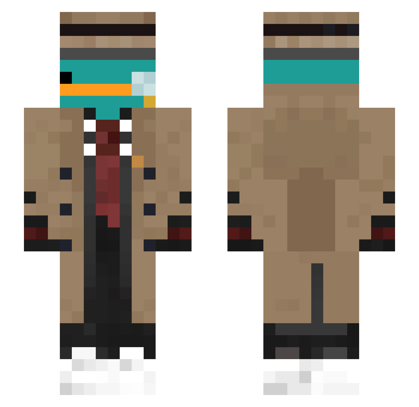 CabinetSock Minecraft skin, front and back view