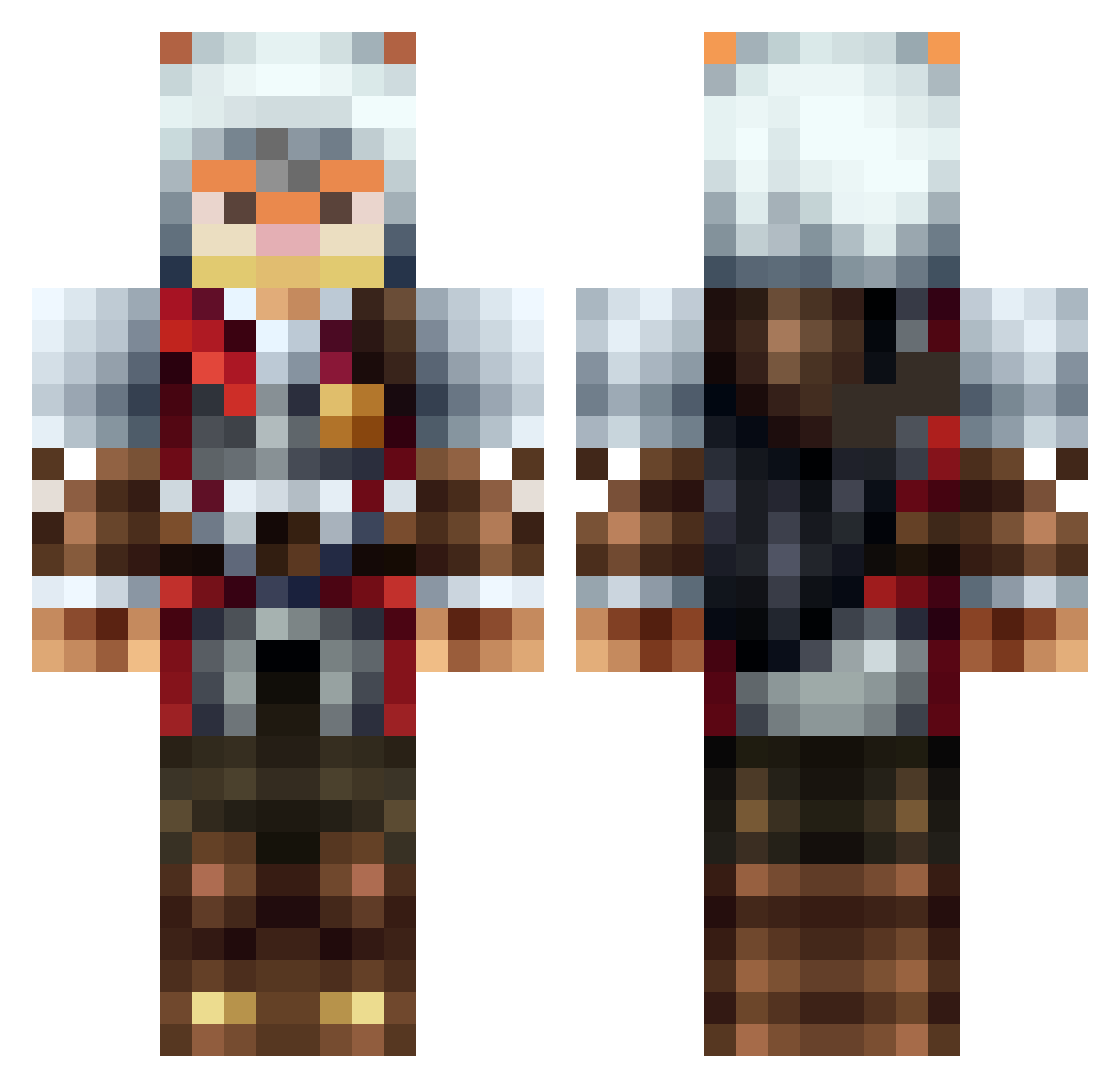 Bleachandbread Minecraft skin, front and back view