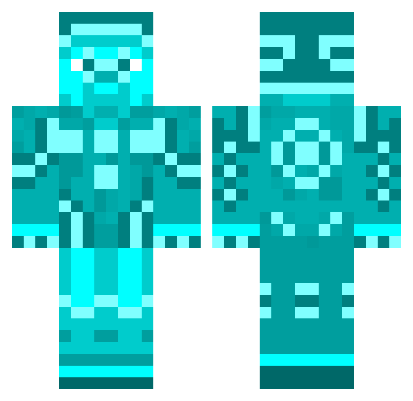 Winnable Minecraft skin, front and back view