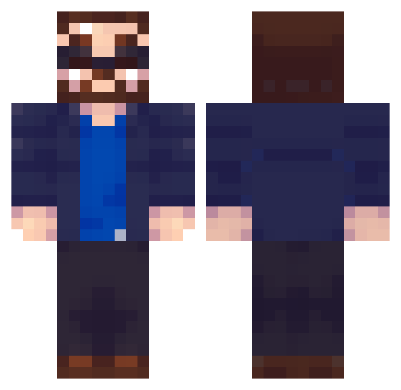 PICOID Minecraft skin, front and back view