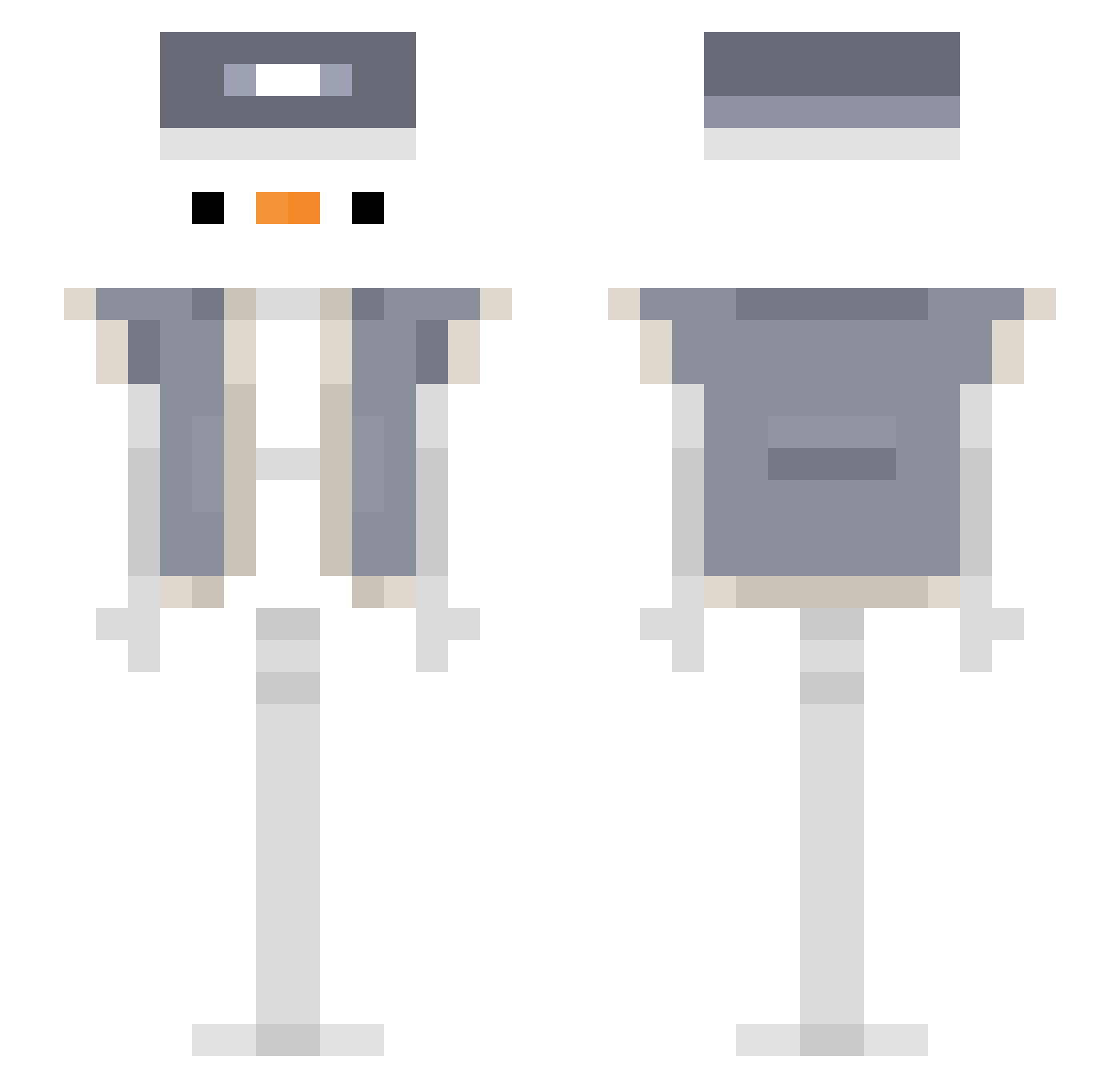 Dinoguts2751 Minecraft skin, front and back view