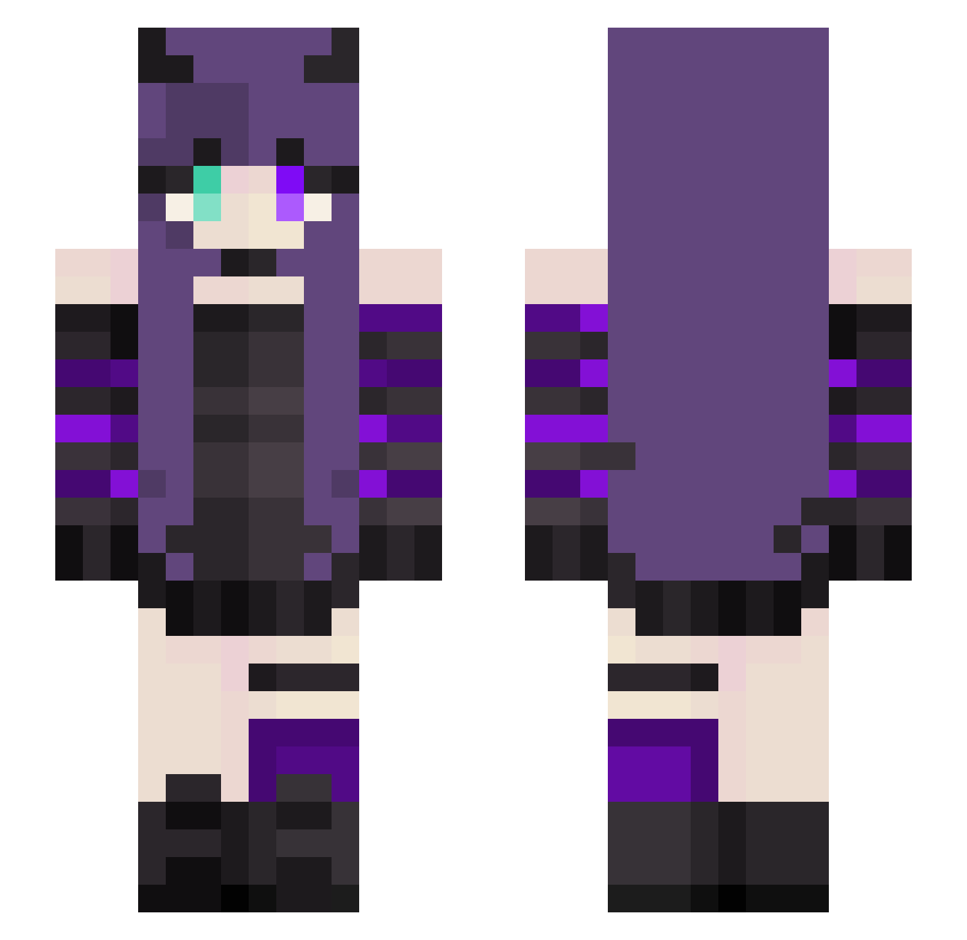 ShiraGHG Minecraft skin, front and back view